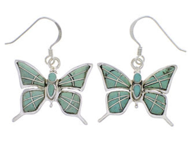 Silver Jewelry Butterfly Turquoise Earrings FX31907